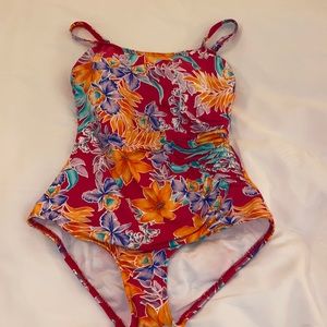 HP🎉1PC seeker Suit swimwear Floral Rouched Side Oriental Pink Australia 4